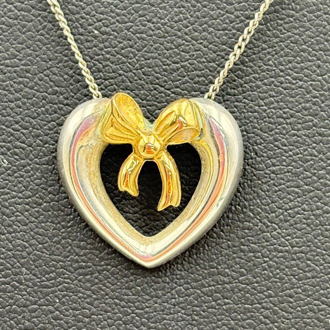 ティファニー ハートリボンネックレス 925 K18 1019-S7112s