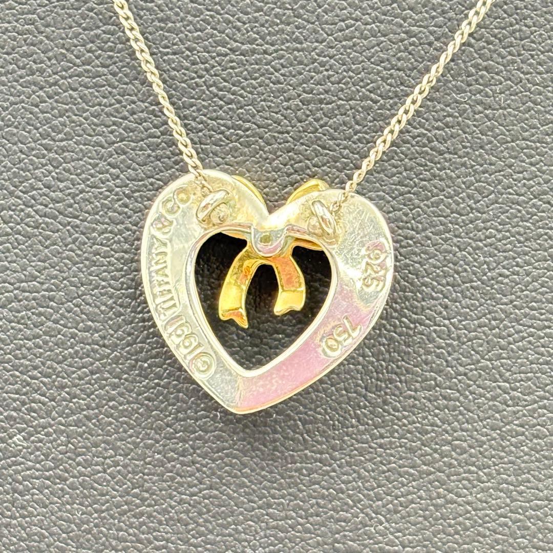 ティファニー ハートリボンネックレス 925 K18 1019-S7112s