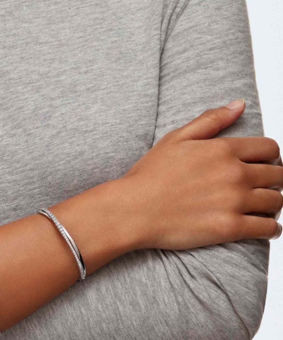 【公式】【スワロフスキー】Hyperbola バングル, ホワイト, ロジウム