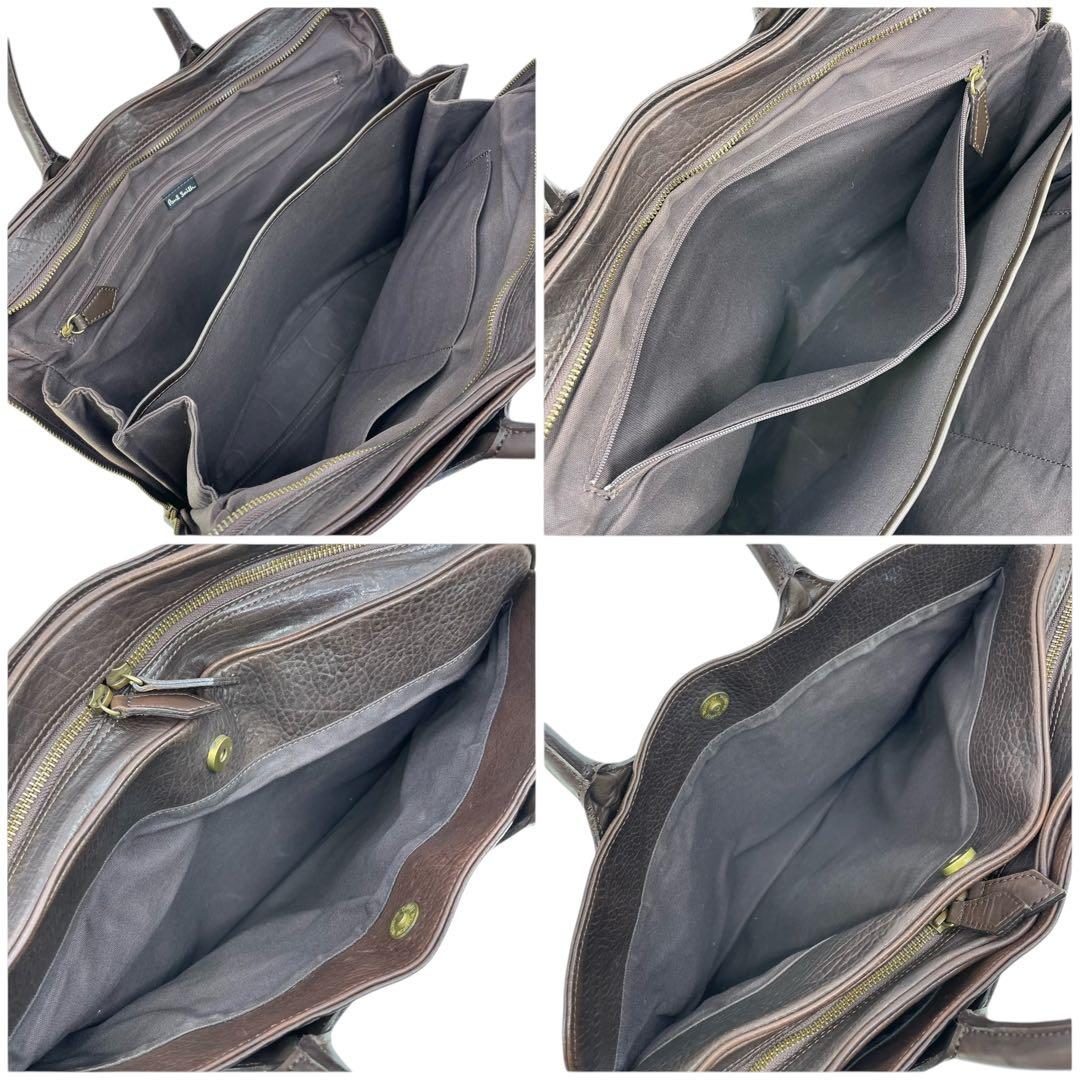 【美品】ポールスミス ハンドバッグ ブリーフケース レザー 本革 茶 A4可