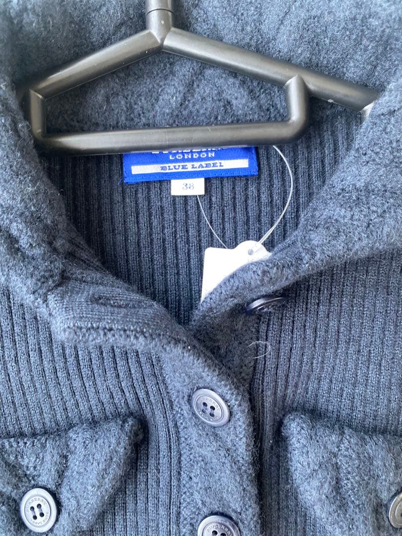 極美品 バーバリーブルーレーベル 38 ネイビードッキングワンピース