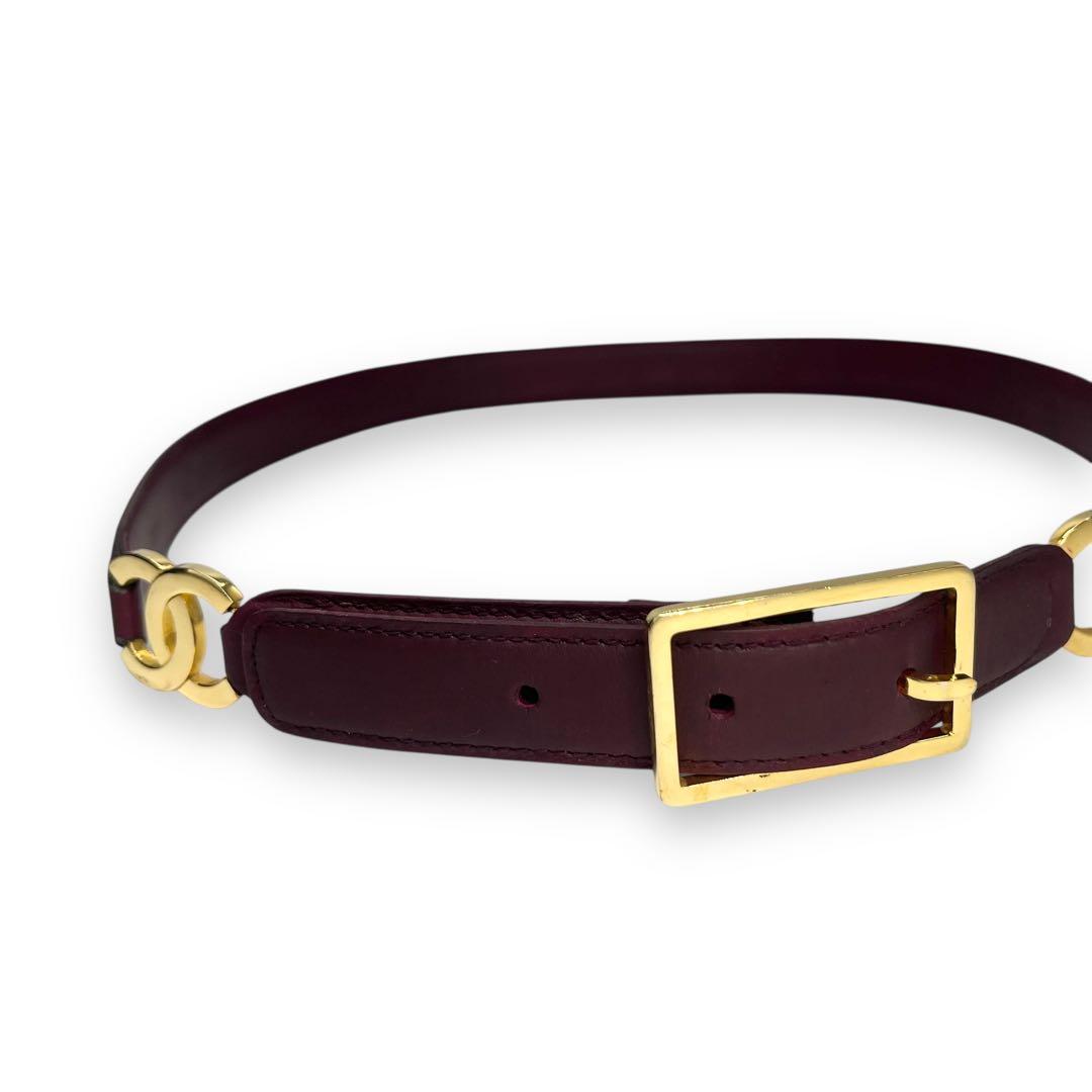 美品■シャネル　２連　ココマーク　ウエストベルト　ボルドー　ゴールド金具