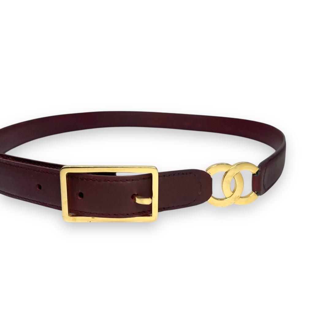 美品■シャネル　２連　ココマーク　ウエストベルト　ボルドー　ゴールド金具