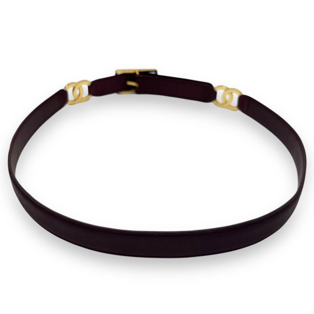 美品■シャネル　２連　ココマーク　ウエストベルト　ボルドー　ゴールド金具