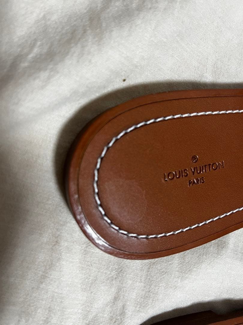 【美品】Louis Vuitton ネイビー ファー サンダル ルイヴィトン