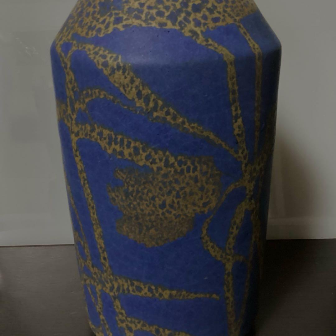 日本芸術院会員　森野泰明　花瓶　滄碧　共箱　栞付き