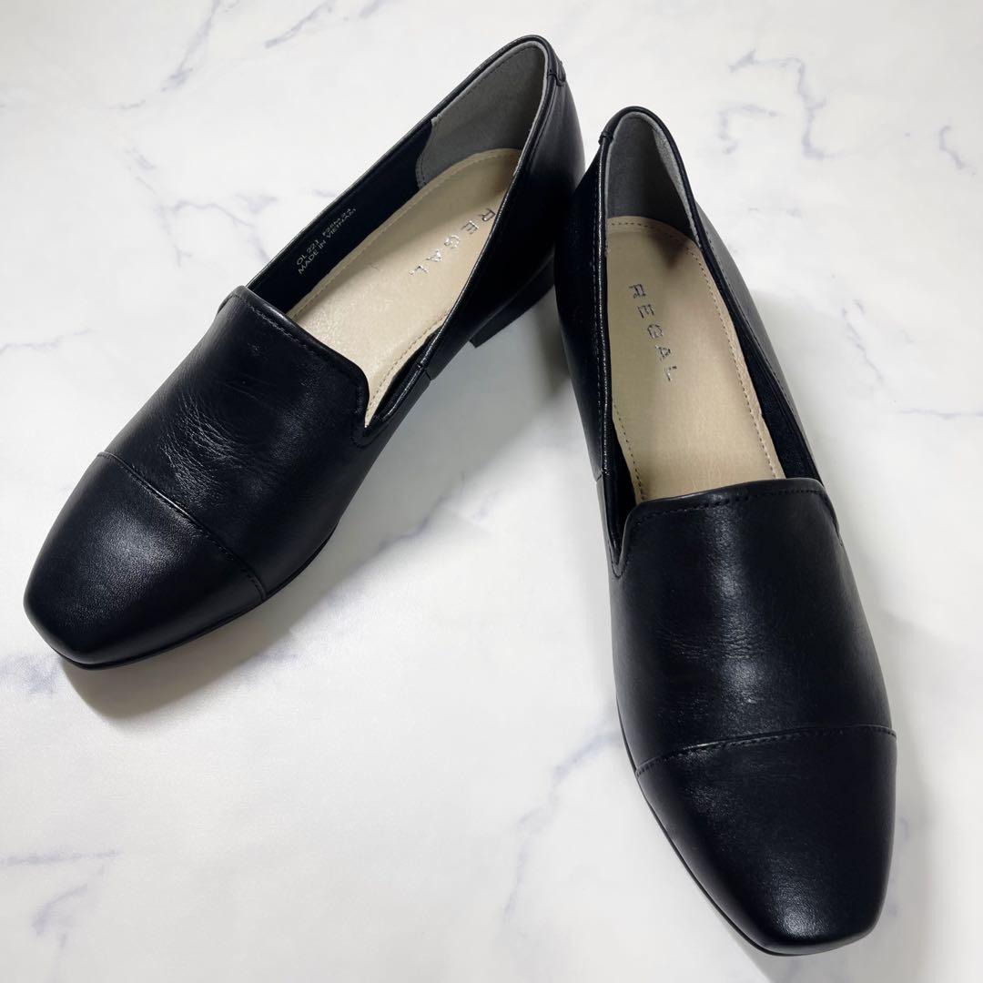 【未使用級】リーガル F25M スリッポン フラットシューズ レザー 24cm黒