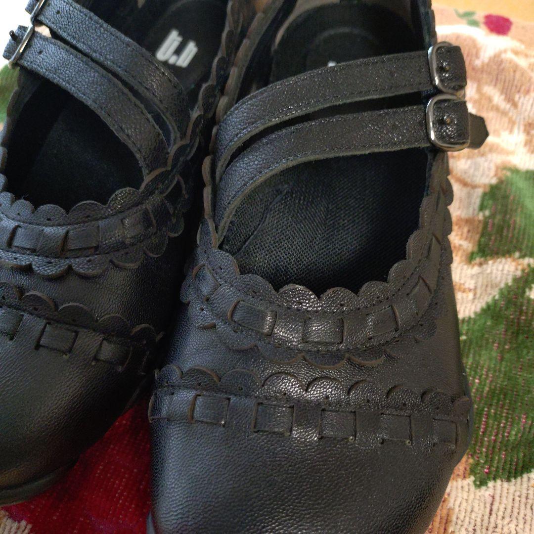 センソユニコtb　ブラックフラットシューズ ストラップ付き