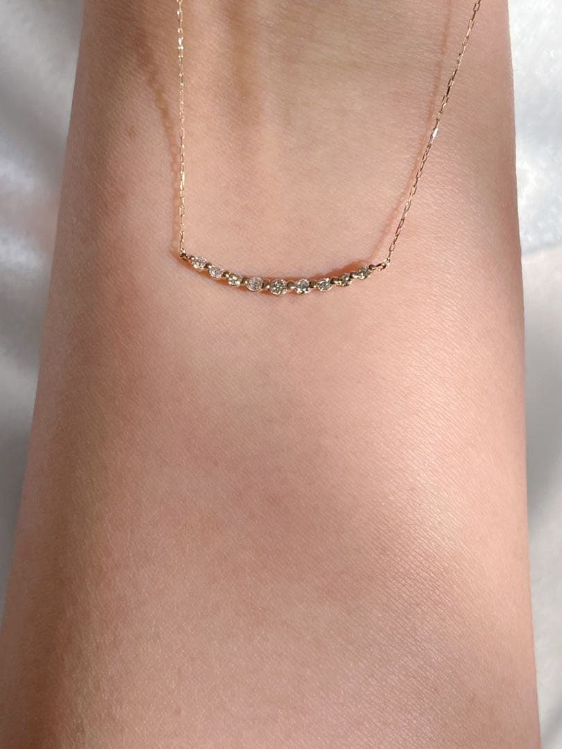 新品リュールネックレスK18 0.2ctダイヤモンドラインネックレススマイル