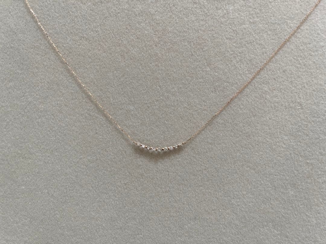 新品リュールネックレスK18 0.2ctダイヤモンドラインネックレススマイル