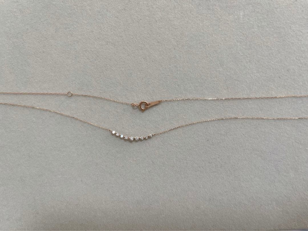 新品リュールネックレスK18 0.2ctダイヤモンドラインネックレススマイル
