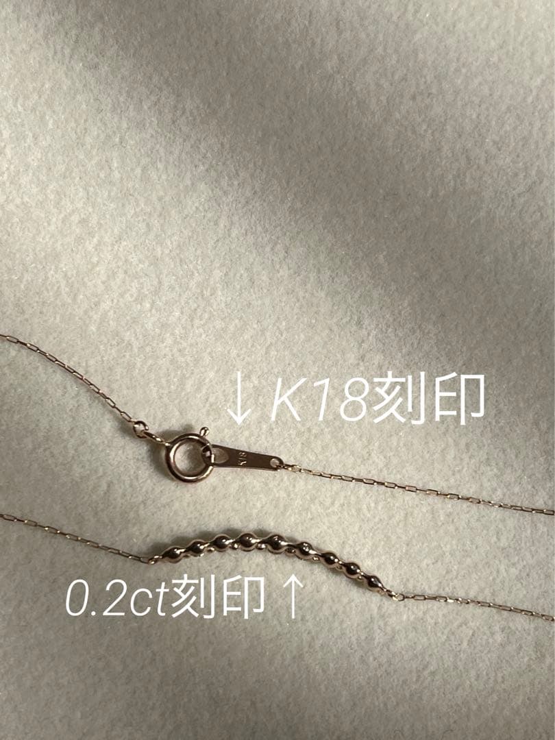 新品リュールネックレスK18 0.2ctダイヤモンドラインネックレススマイル