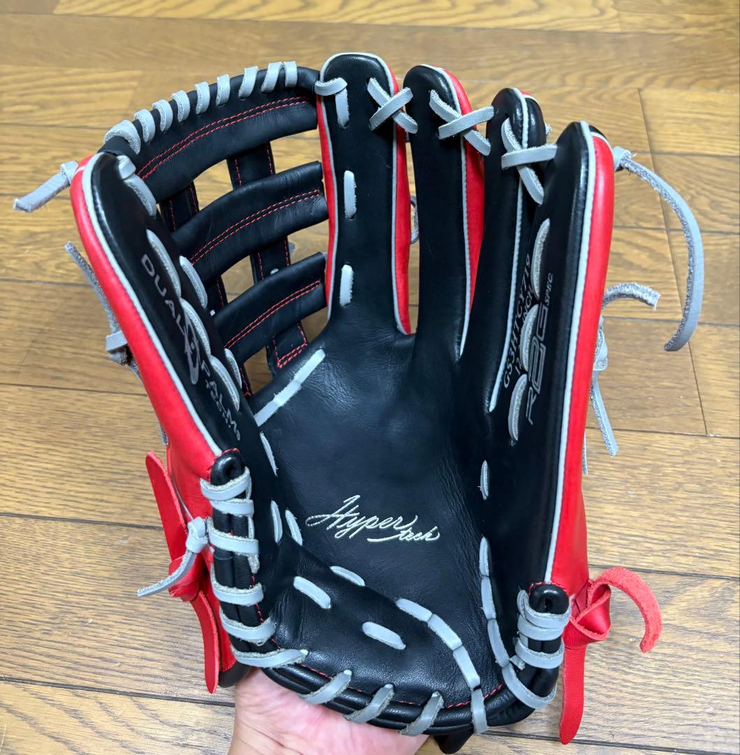 Rawlings 軟式、ソフトボール兼用グローブ レッド/ブラック