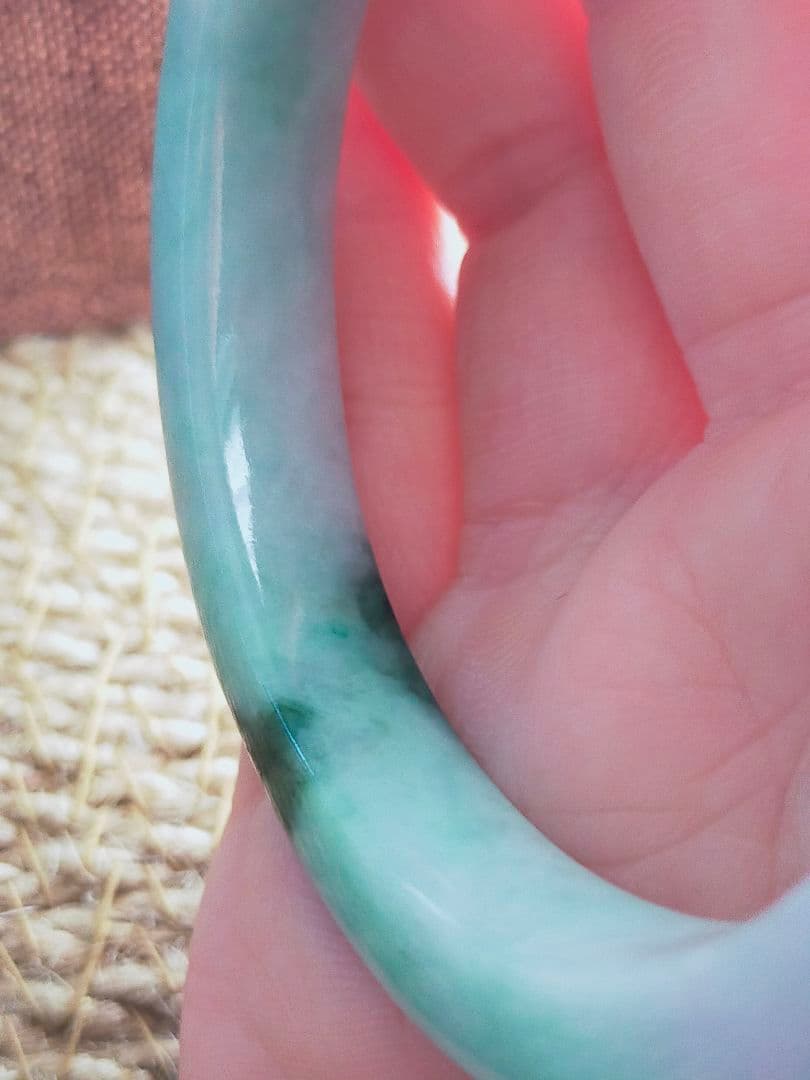 本翡翠バングル薄い緑紫色#54〜#55ジェイダイト