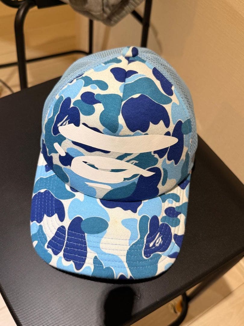 て*ら様 A Bathing Ape メッシュキャップ 青系カモフラージュ