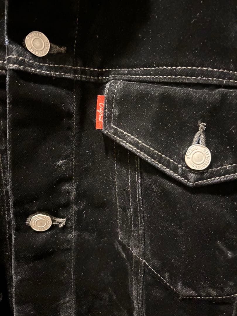 Ungrid フロッキー起毛デニムジャケット 黒