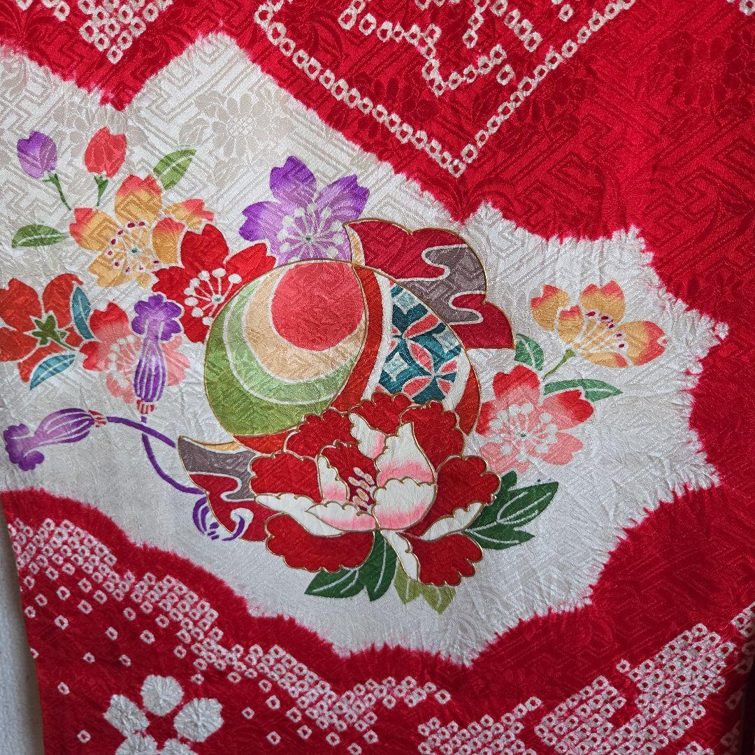 たぬ吉　　正絹　女の子お祝い着物　長襦袢付き　産着　七五三　絞り　逸品