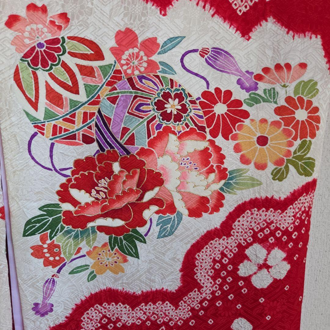 たぬ吉　　正絹　女の子お祝い着物　長襦袢付き　産着　七五三　絞り　逸品