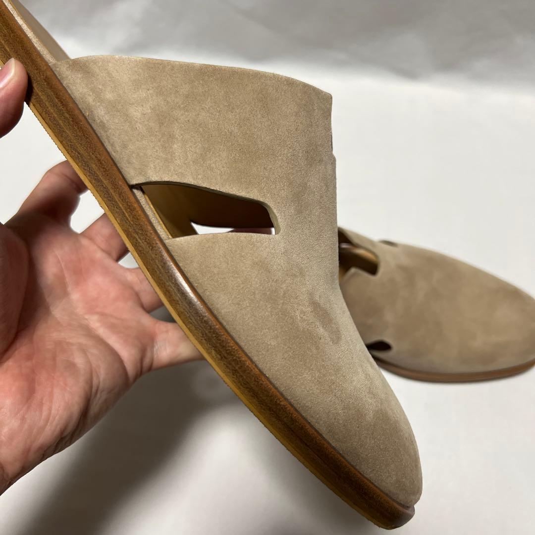HERMES エルメス　スエード　レザー　サンダル　フラット　ベージュ