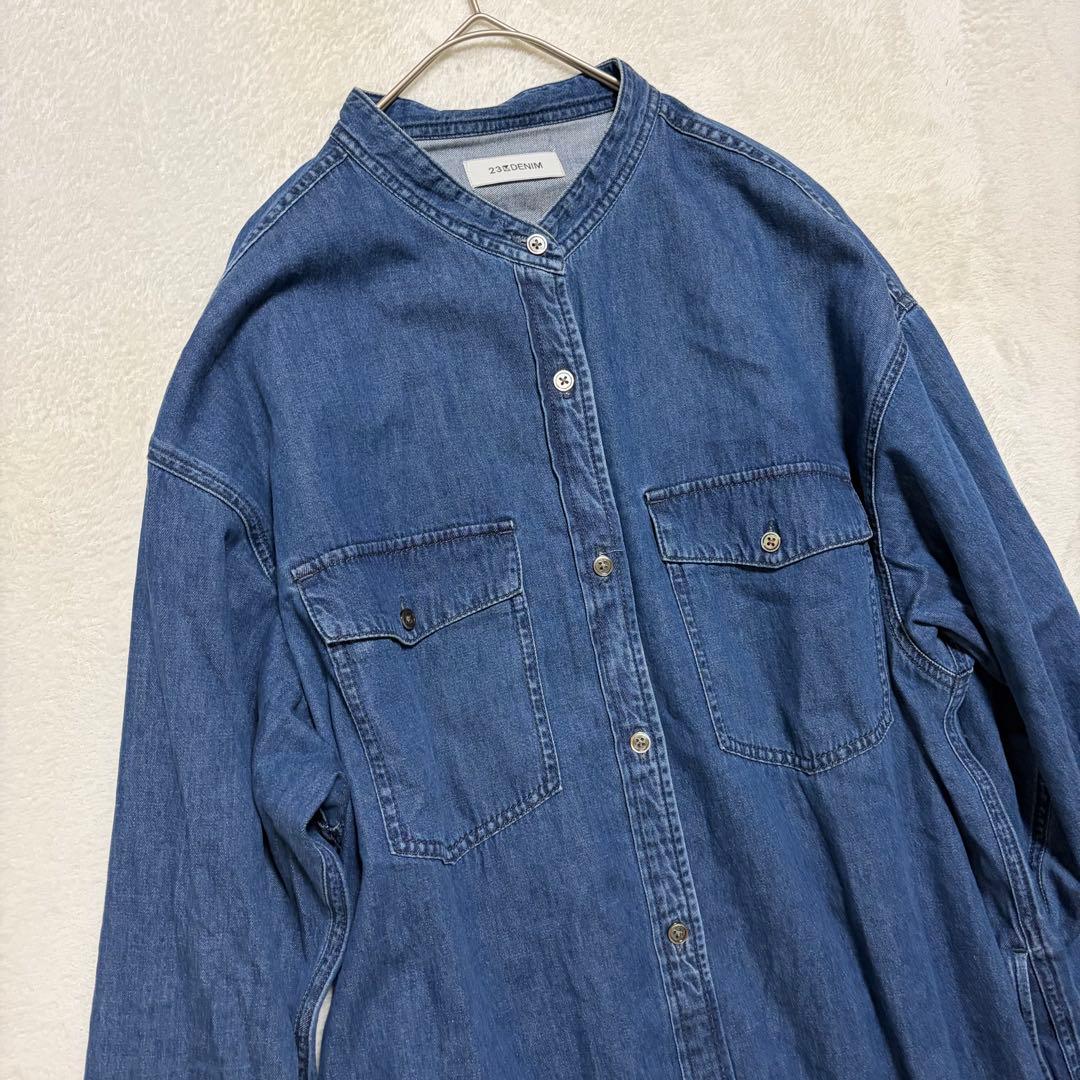 23区DENIM ライトダンガリー シャツワンピース デニム 大きいサイズ 48