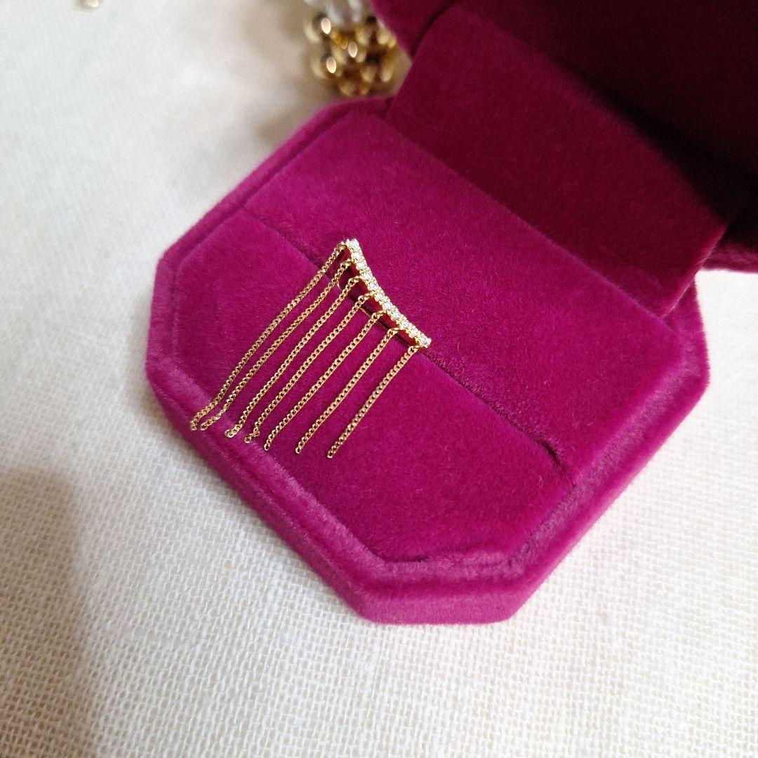 AHKAH K18YG シャンデリアチェーン フリンジ ダイヤ ピアス