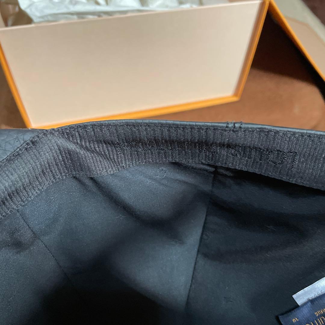 ルイヴィトン　レザーキャップ　メンズ　ブラック