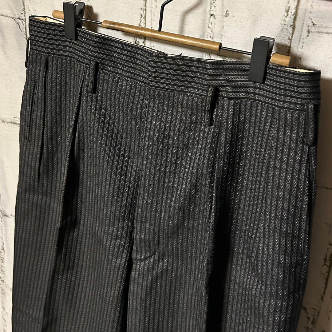 40s～ ヴィンテージ ストライプ ワイドスラックス チャコールグレー 黒