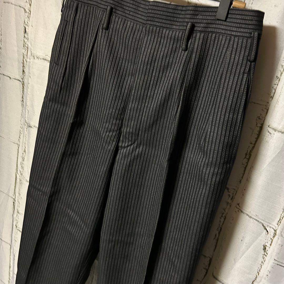 40s～ ヴィンテージ ストライプ ワイドスラックス チャコールグレー 黒