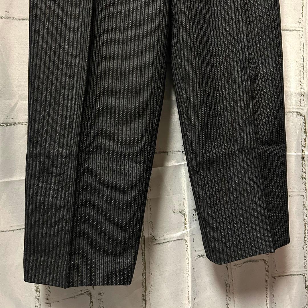 40s～ ヴィンテージ ストライプ ワイドスラックス チャコールグレー 黒