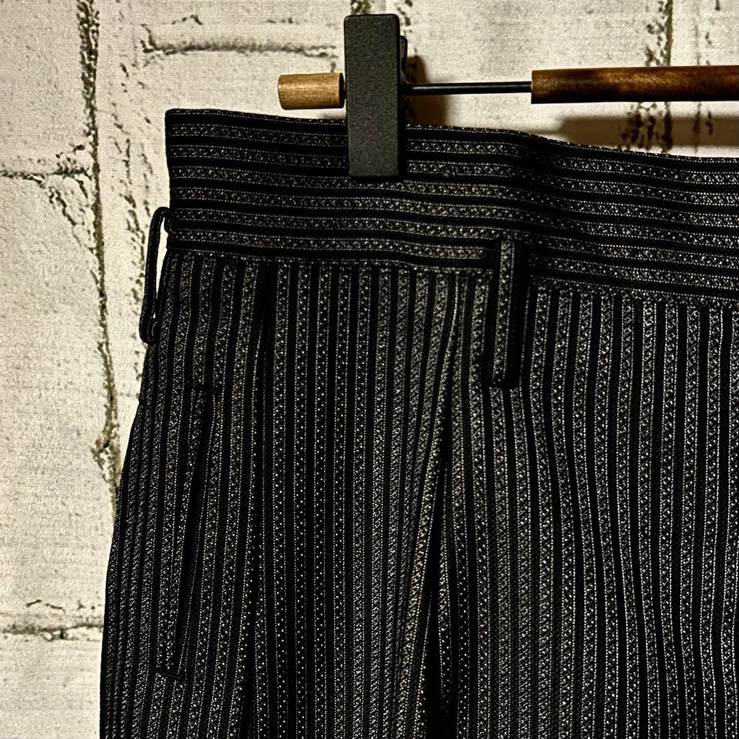 40s～ ヴィンテージ ストライプ ワイドスラックス チャコールグレー 黒