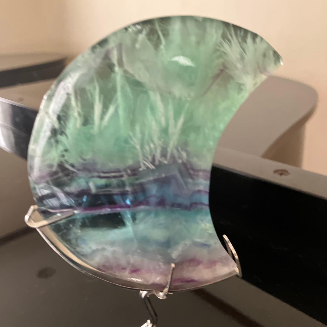 ベティさま専用エンジェルフェザー　トリプルカラーフローライト　月　天然石置物