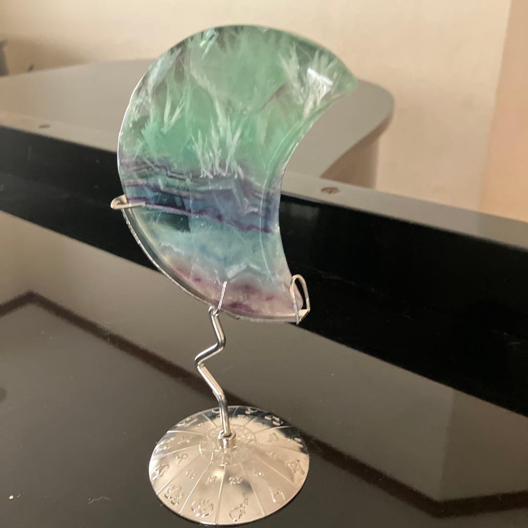 ベティさま専用エンジェルフェザー　トリプルカラーフローライト　月　天然石置物