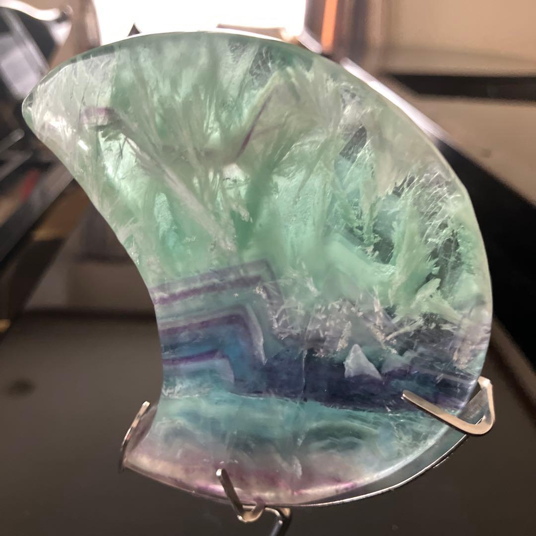 ベティさま専用エンジェルフェザー　トリプルカラーフローライト　月　天然石置物