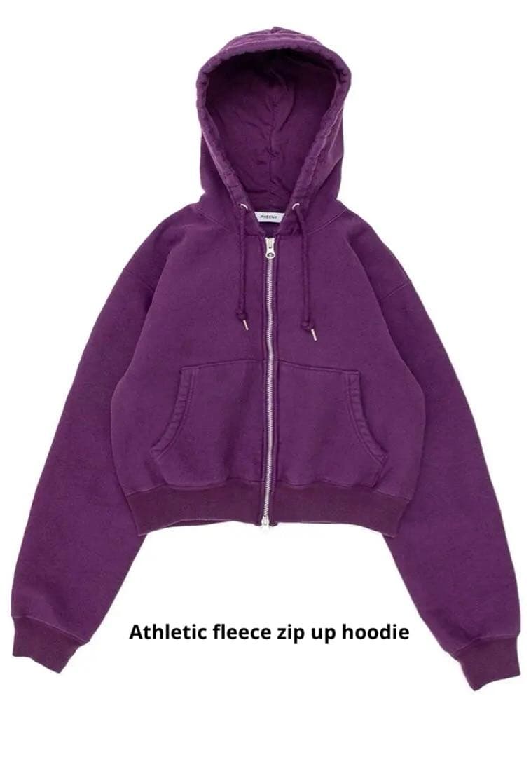 トップス Athletic fleece zip up hoodie purple