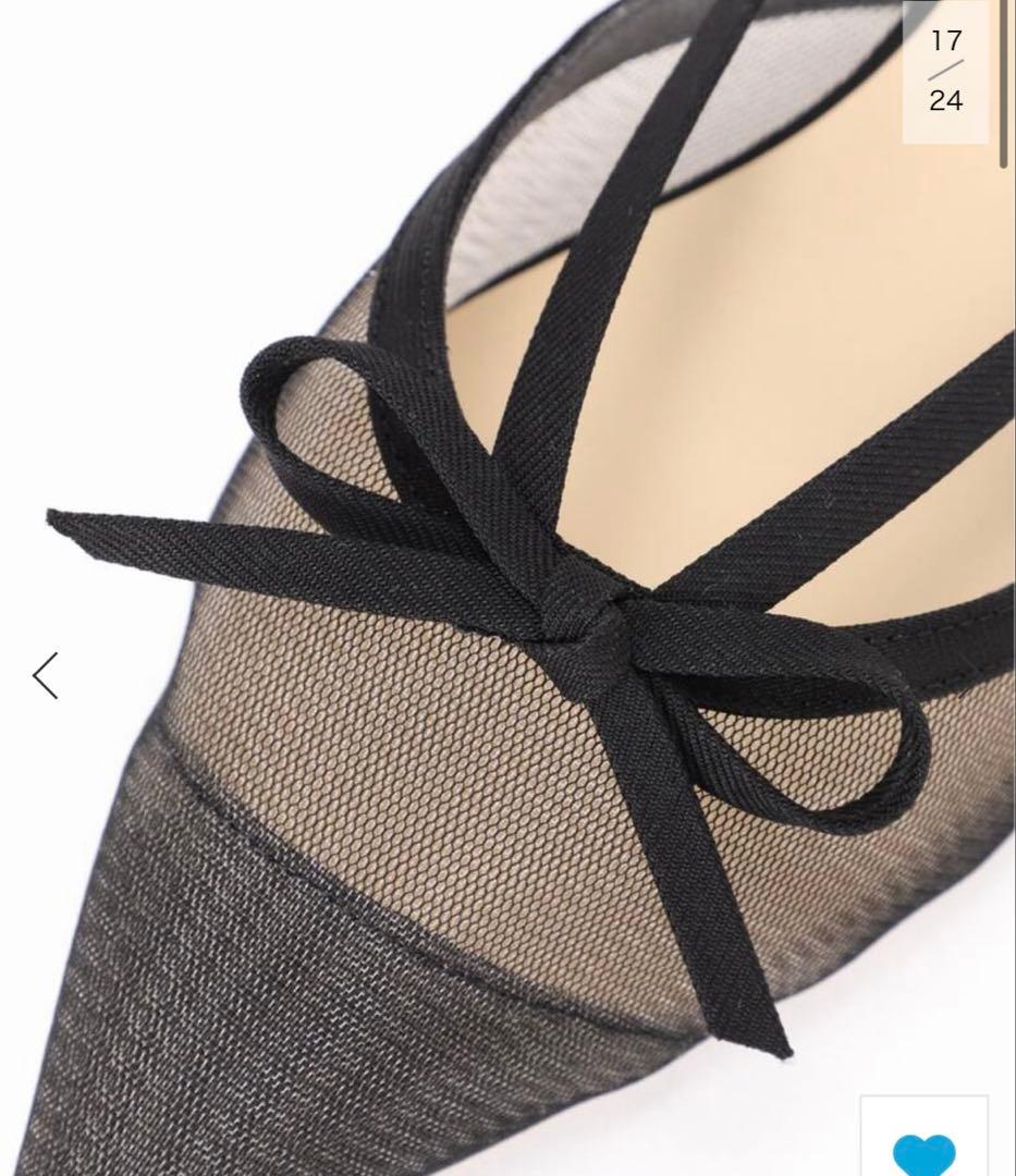 美品★LE TALON 3.5cm シアーリボンミュール Lサイズ