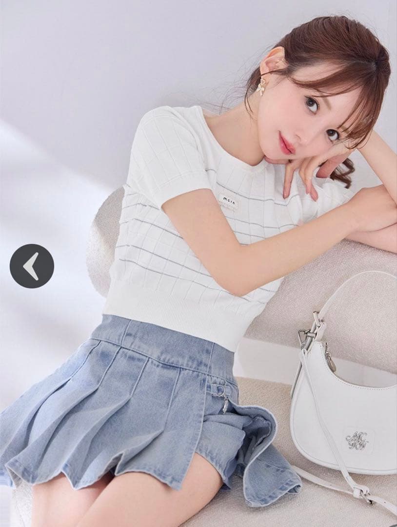 新品タグ付♡ミシェルマカロン完売美脚デニムスカパン ♡フリー