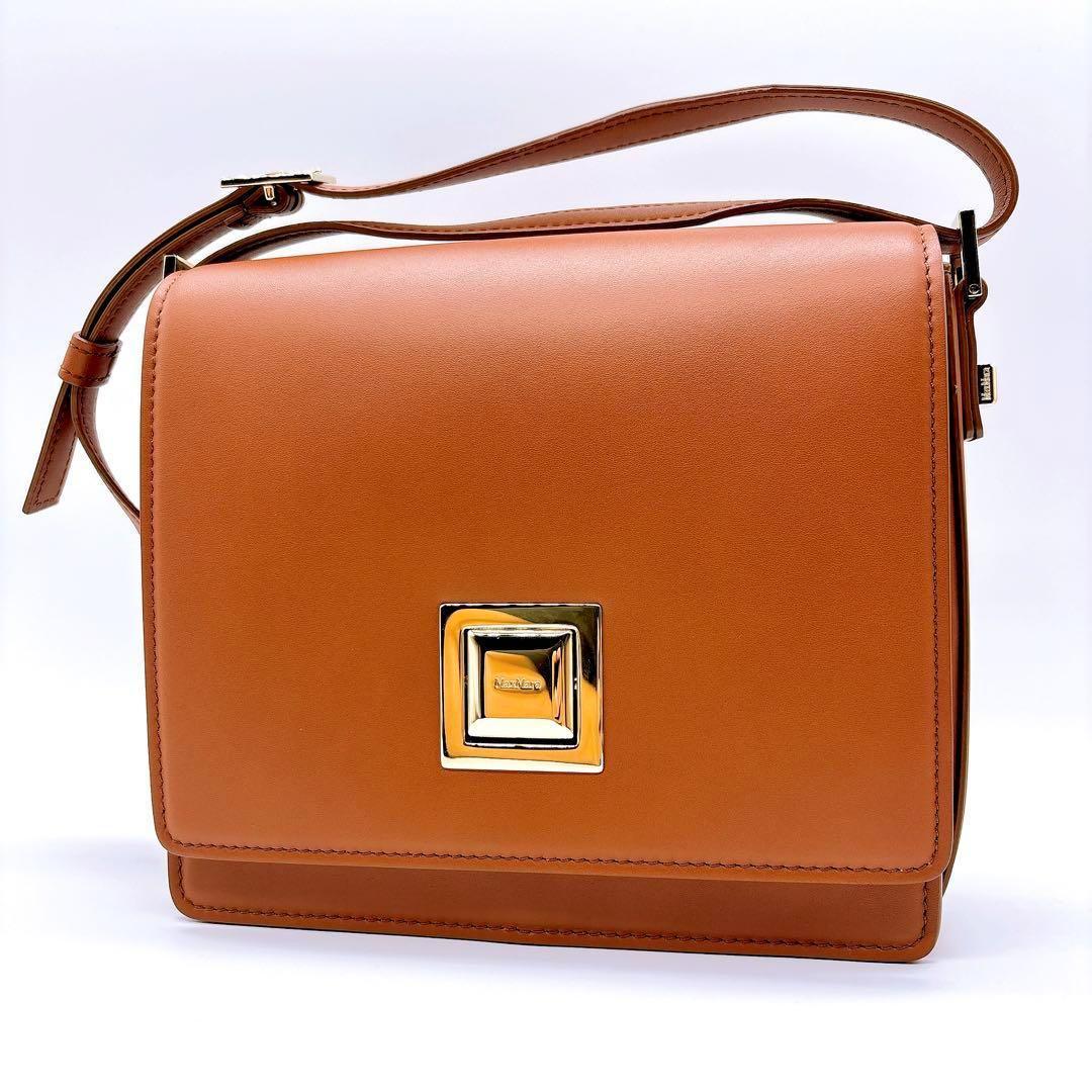 【定価18万円✨】マックスマーラ カーフレザー ショルダーバッグ スクエア 美品