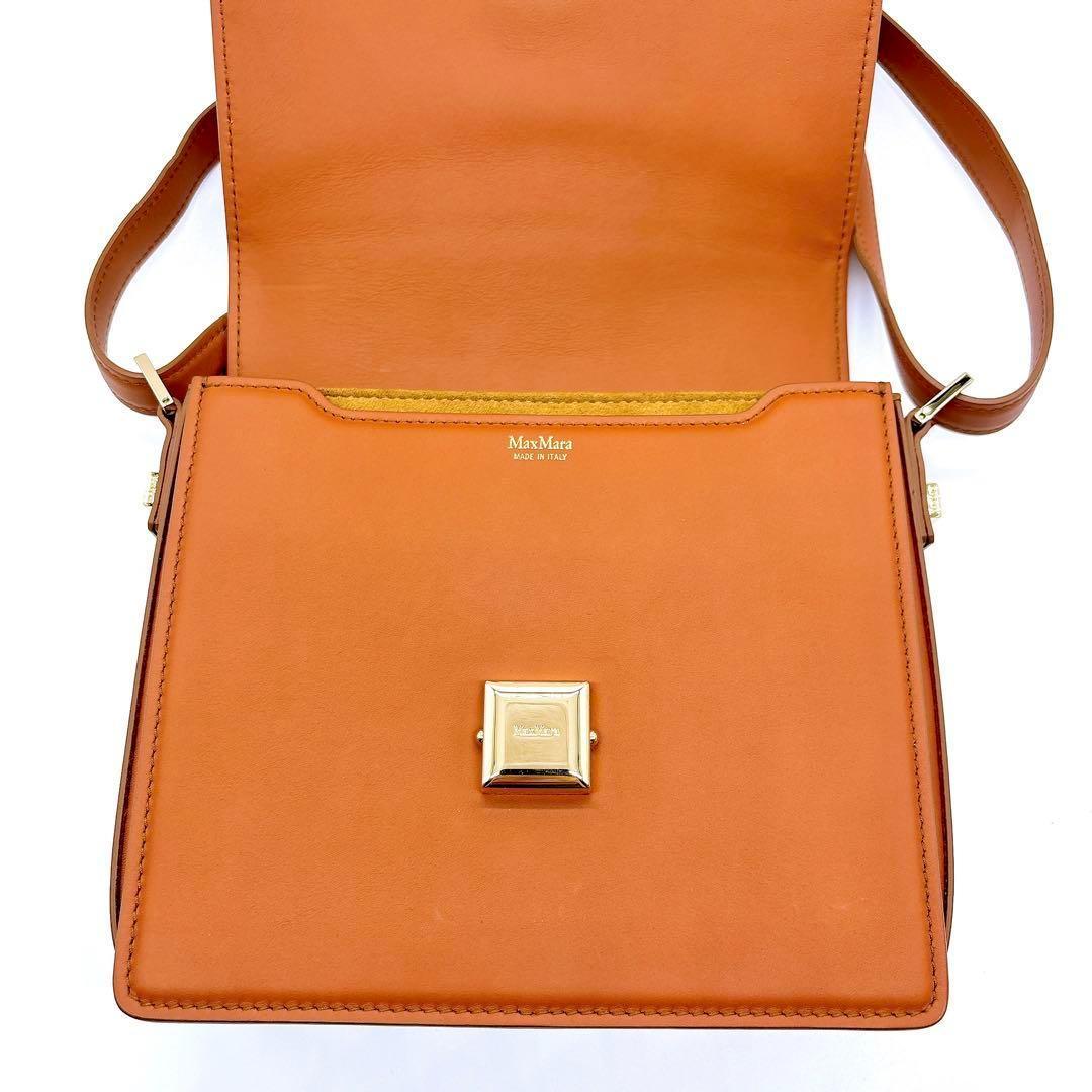 【定価18万円✨】マックスマーラ カーフレザー ショルダーバッグ スクエア 美品