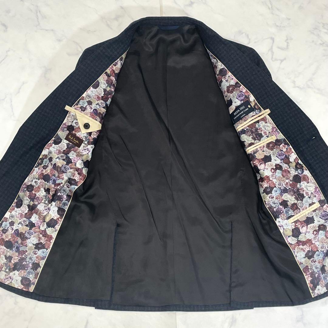 現行✨ ポールスミス REDA スーツ セットアップ チェック柄 裏地花柄 総柄