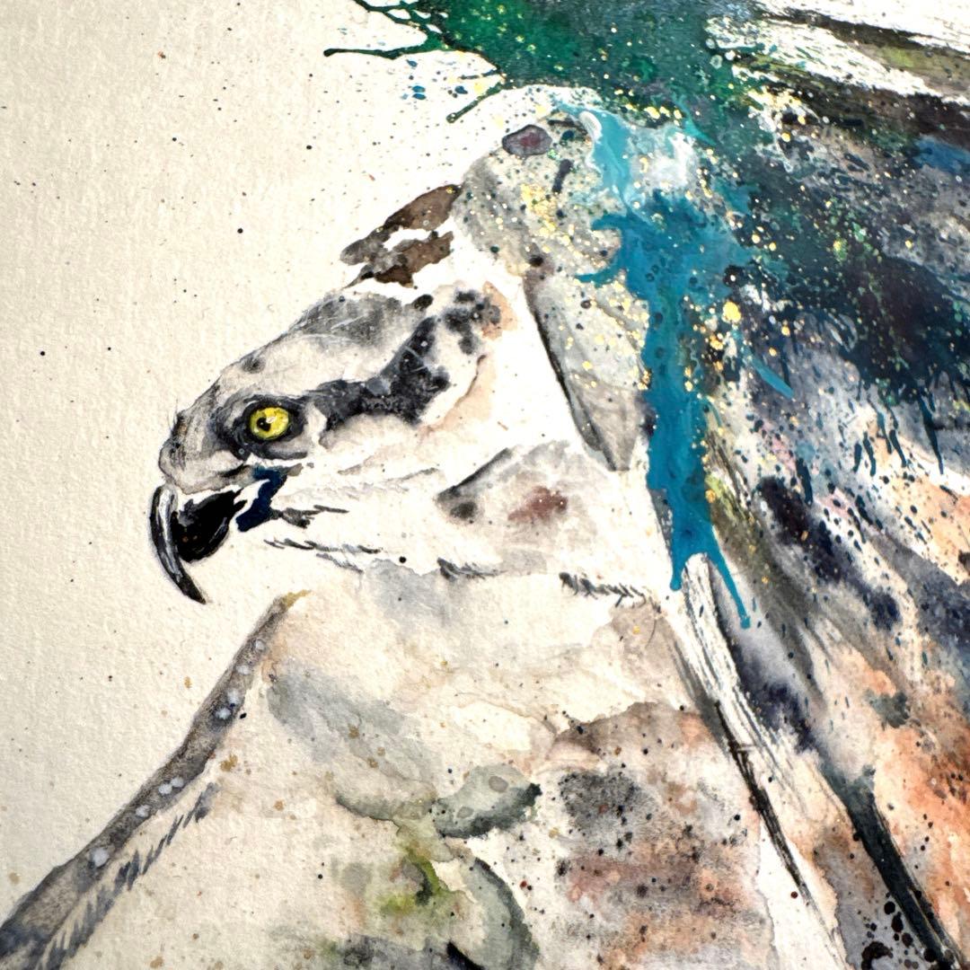 ユ*カ様 鷹 イーグル 鳥 猛禽類 残響 緑 原画 (2024年11月)