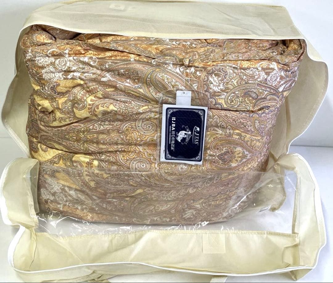 西川 羽毛掛けふとん（SL・金色）・カバー・敷きパッド3点セット〈未使用〉