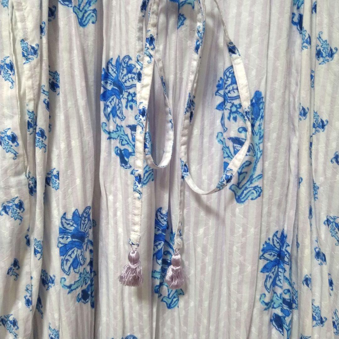 ヌキテパ　 ワンピース　コットンジャガードリリープリントシャーリングドレス