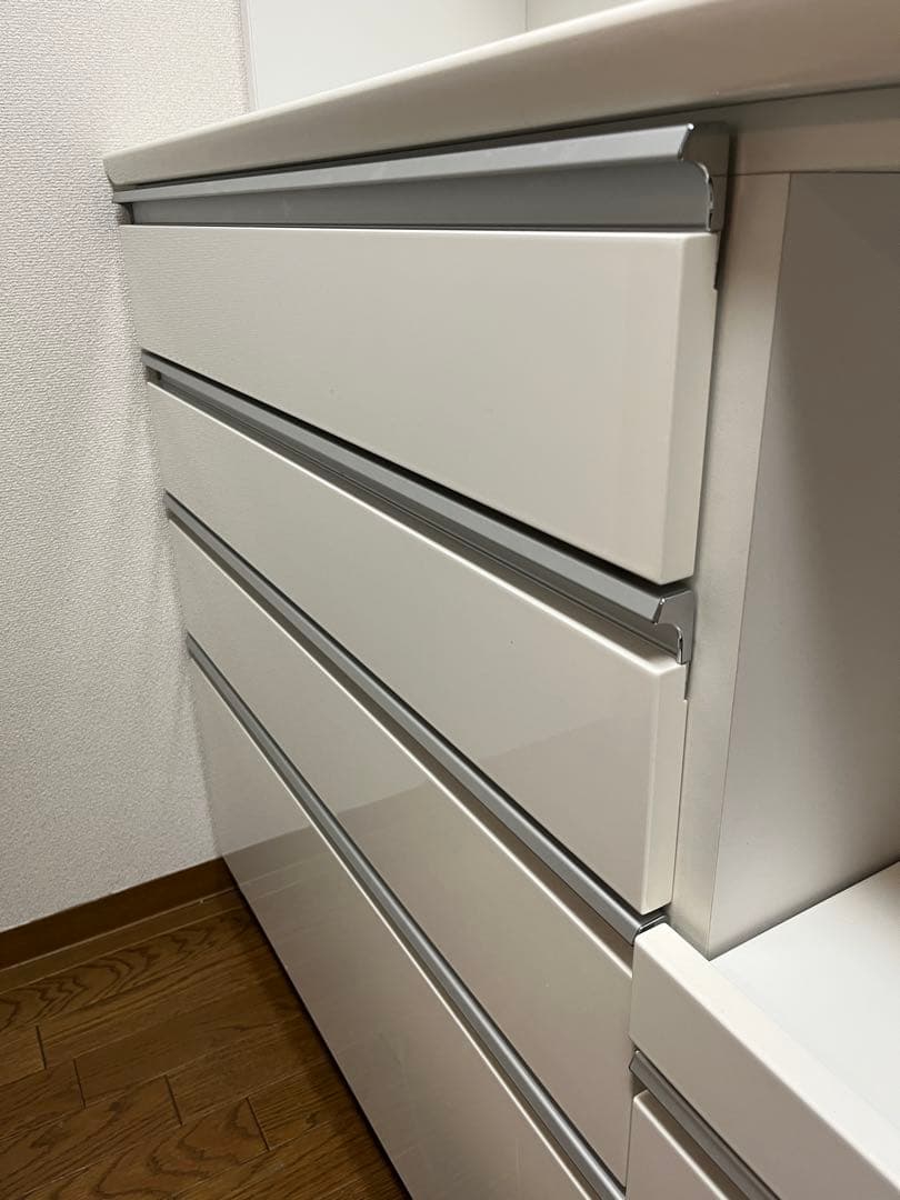 ニトリ　キッチンボード　120cm幅　レジューム　ホワイト　白　食器棚　カウンタ