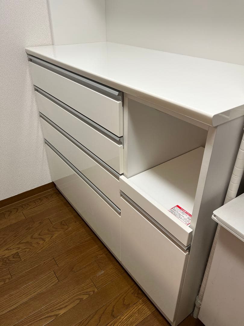 ニトリ　キッチンボード　120cm幅　レジューム　ホワイト　白　食器棚　カウンタ
