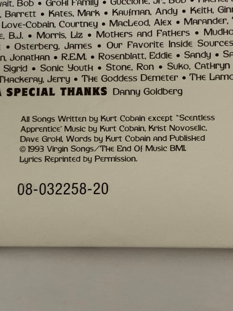 1993年　Nirvana In Utero レコード