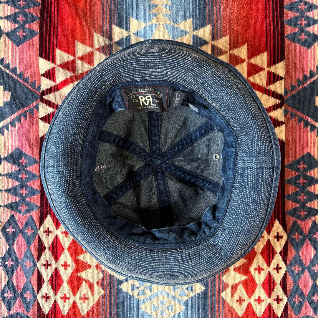 超希少 RRL ダブルアールエル デニム ハット ミリタリー 大戦 インディゴ