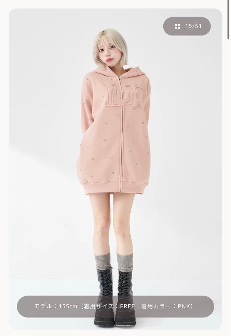 Darich DDロゴビジュージップパーカー ピンク