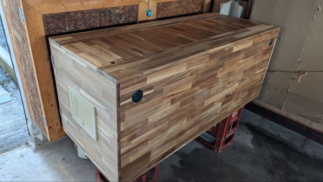 ゆこケージ！アカシア集成材15ミリ幅120縦45奥行60蜜蝋仕上げ！