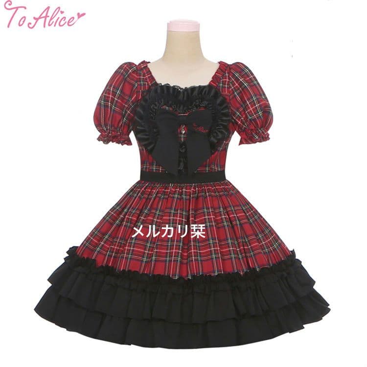 トゥアリス ラブハート チェックフリルドレス＋カチューシャセット Toalice