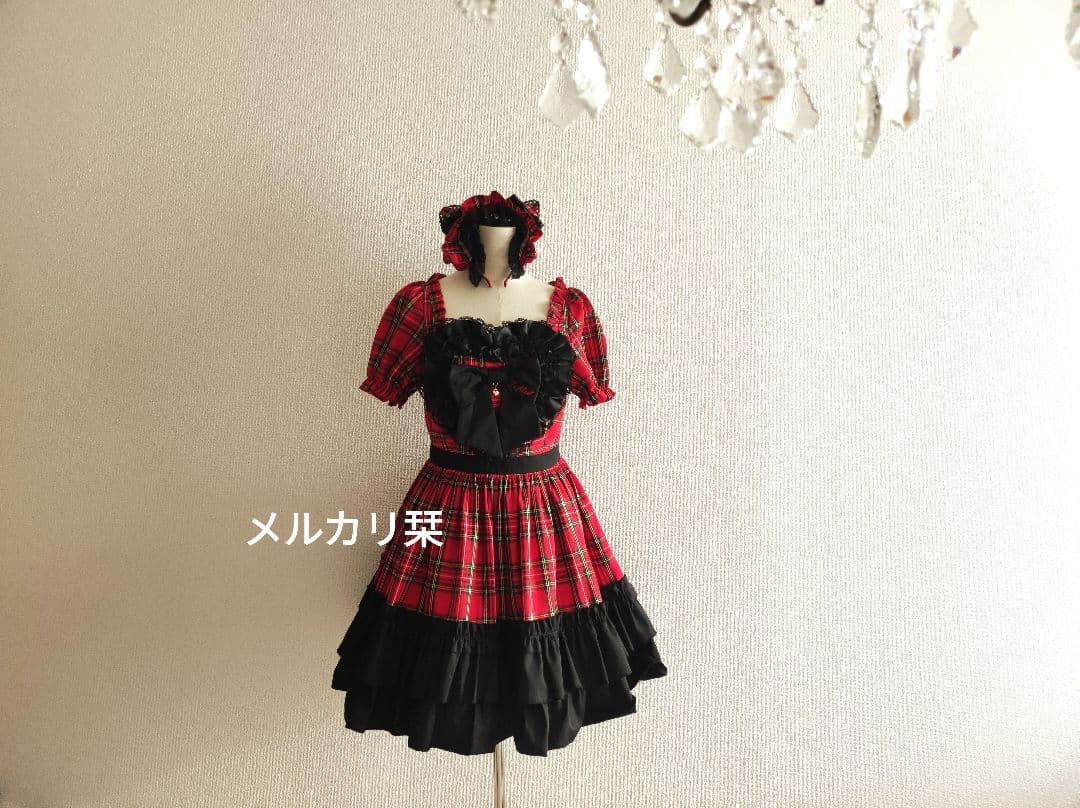トゥアリス ラブハート チェックフリルドレス＋カチューシャセット Toalice